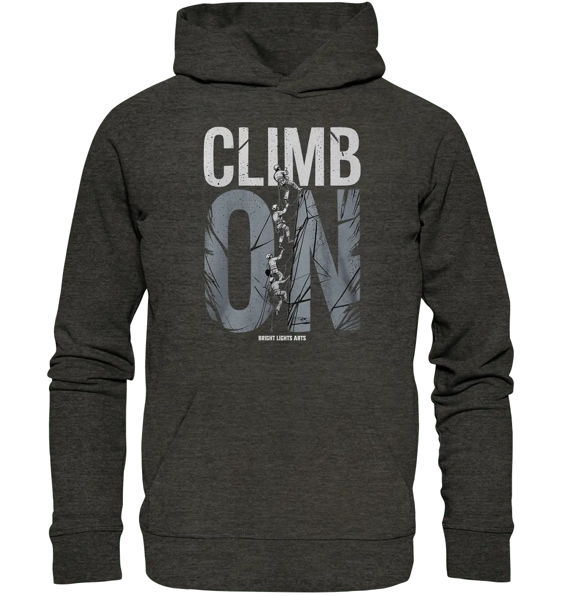 CLIMB ON – Abenteuerliches Kletter - Design mit Teamgeist - Organic Hoodie - Bright Lights Arts