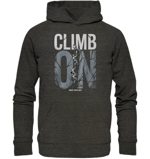 CLIMB ON – Abenteuerliches Kletter - Design mit Teamgeist - Organic Hoodie - Bright Lights Arts