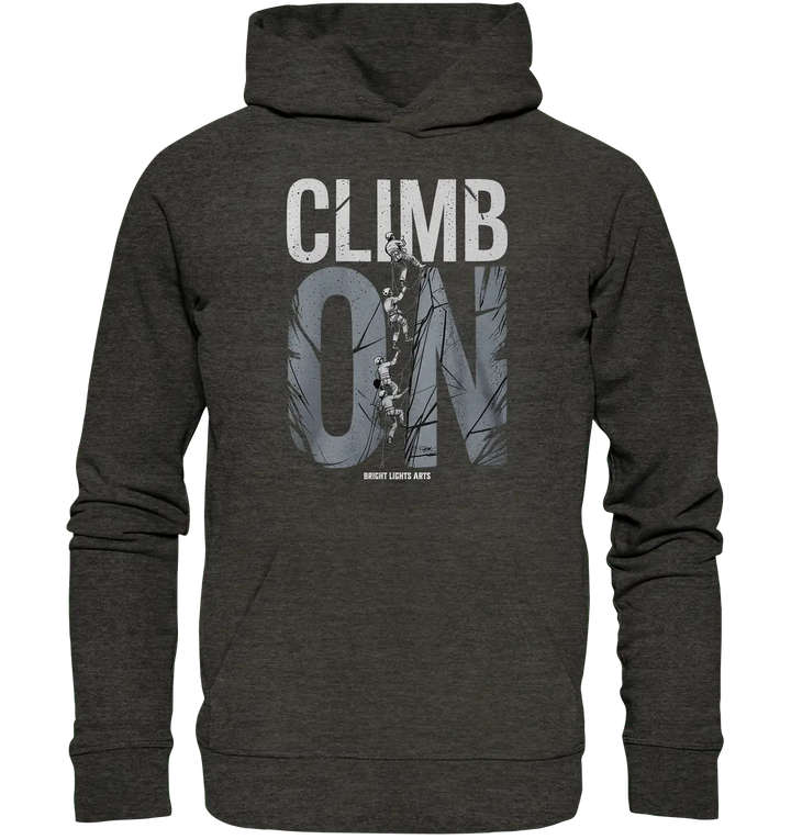 CLIMB ON – Abenteuerliches Kletter - Design mit Teamgeist - Organic Hoodie - Bright Lights Arts