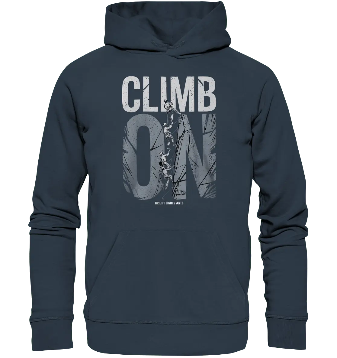 CLIMB ON – Abenteuerliches Kletter - Design mit Teamgeist - Organic Hoodie - Bright Lights Arts