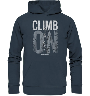 CLIMB ON – Abenteuerliches Kletter - Design mit Teamgeist - Organic Hoodie - Bright Lights Arts