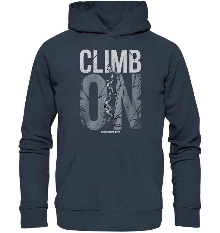 CLIMB ON – Abenteuerliches Kletter - Design mit Teamgeist - Organic Hoodie - Bright Lights Arts
