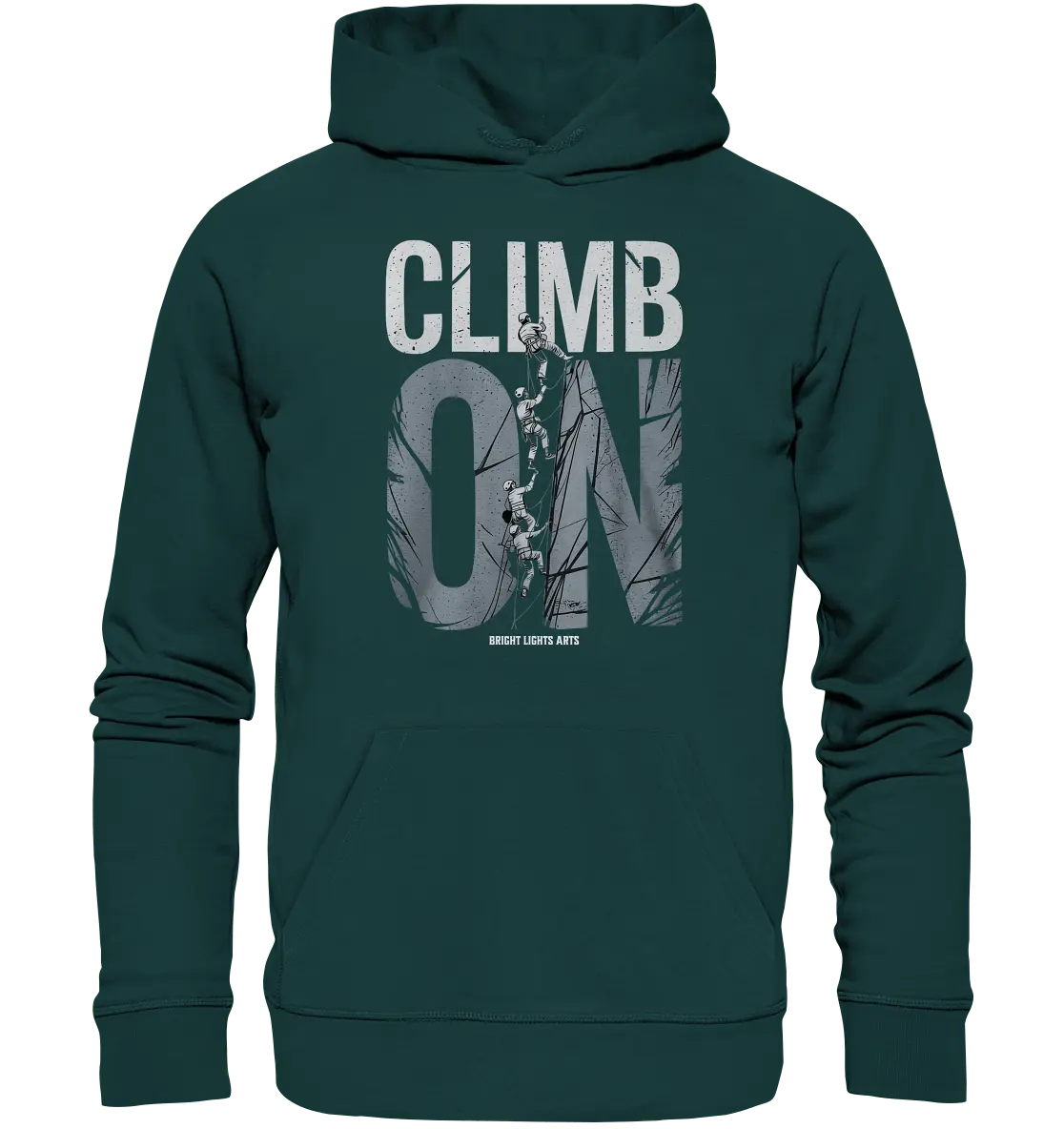 CLIMB ON – Abenteuerliches Kletter - Design mit Teamgeist - Organic Hoodie - Bright Lights Arts