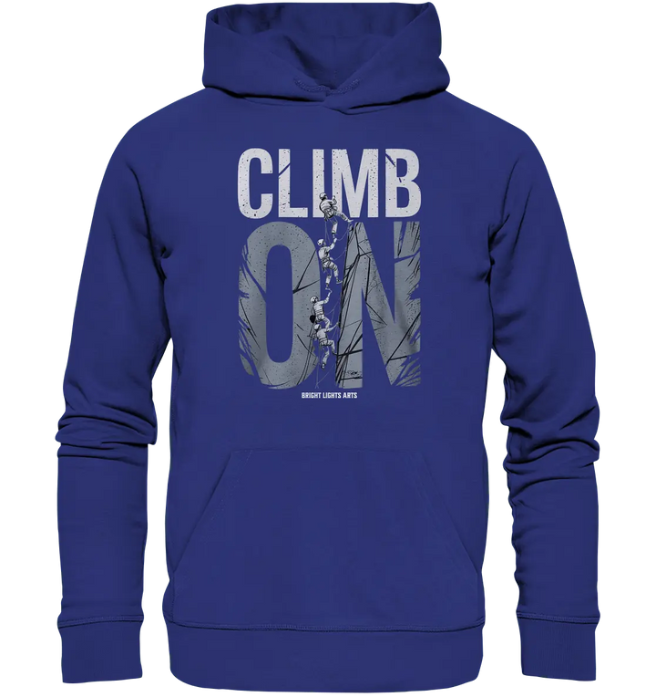 CLIMB ON – Abenteuerliches Kletter - Design mit Teamgeist - Organic Hoodie - Bright Lights Arts