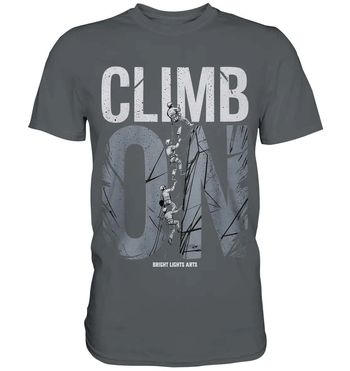 CLIMB ON – Abenteuerliches Kletter - Design mit Teamgeist - Premium Shirt - Bright Lights Arts