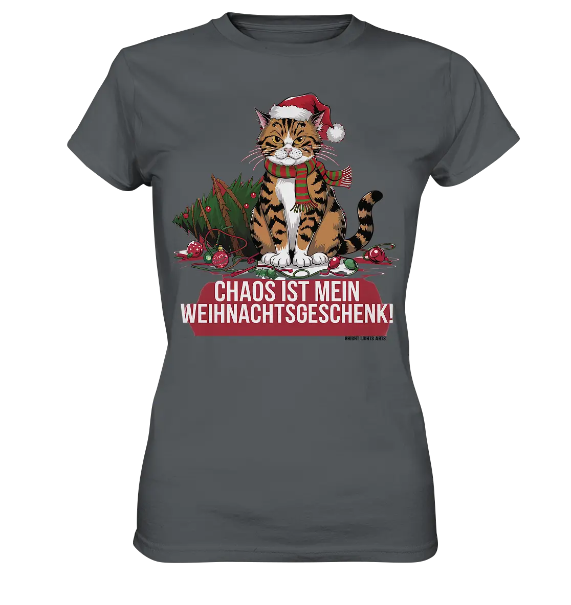 Chaos ist mein Weihnachtsgeschenk – Lustige Katzenillustration - Ladies Premium Shirt Bright Lights Arts