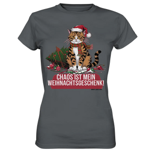Chaos ist mein Weihnachtsgeschenk – Lustige Katzenillustration - Ladies Premium Shirt Bright Lights Arts