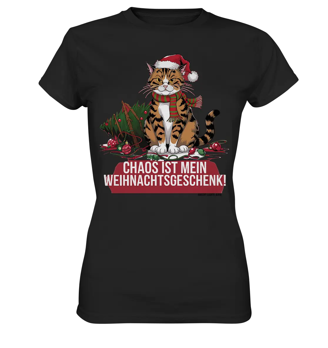 Chaos ist mein Weihnachtsgeschenk – Lustige Katzenillustration - Ladies Premium Shirt Bright Lights Arts