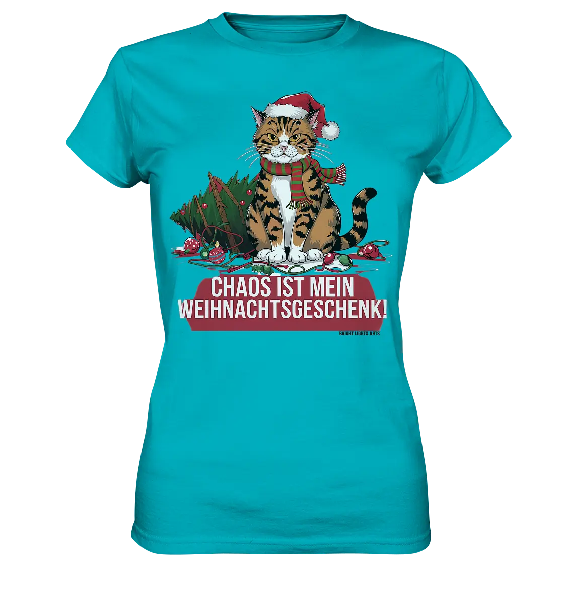 Chaos ist mein Weihnachtsgeschenk – Lustige Katzenillustration - Ladies Premium Shirt Bright Lights Arts