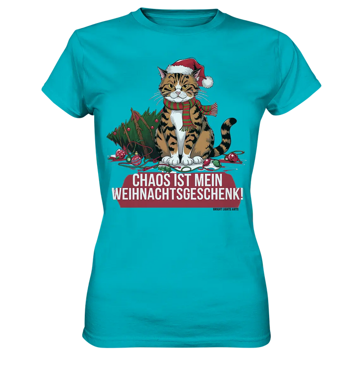 Chaos ist mein Weihnachtsgeschenk – Lustige Katzenillustration - Ladies Premium Shirt Bright Lights Arts