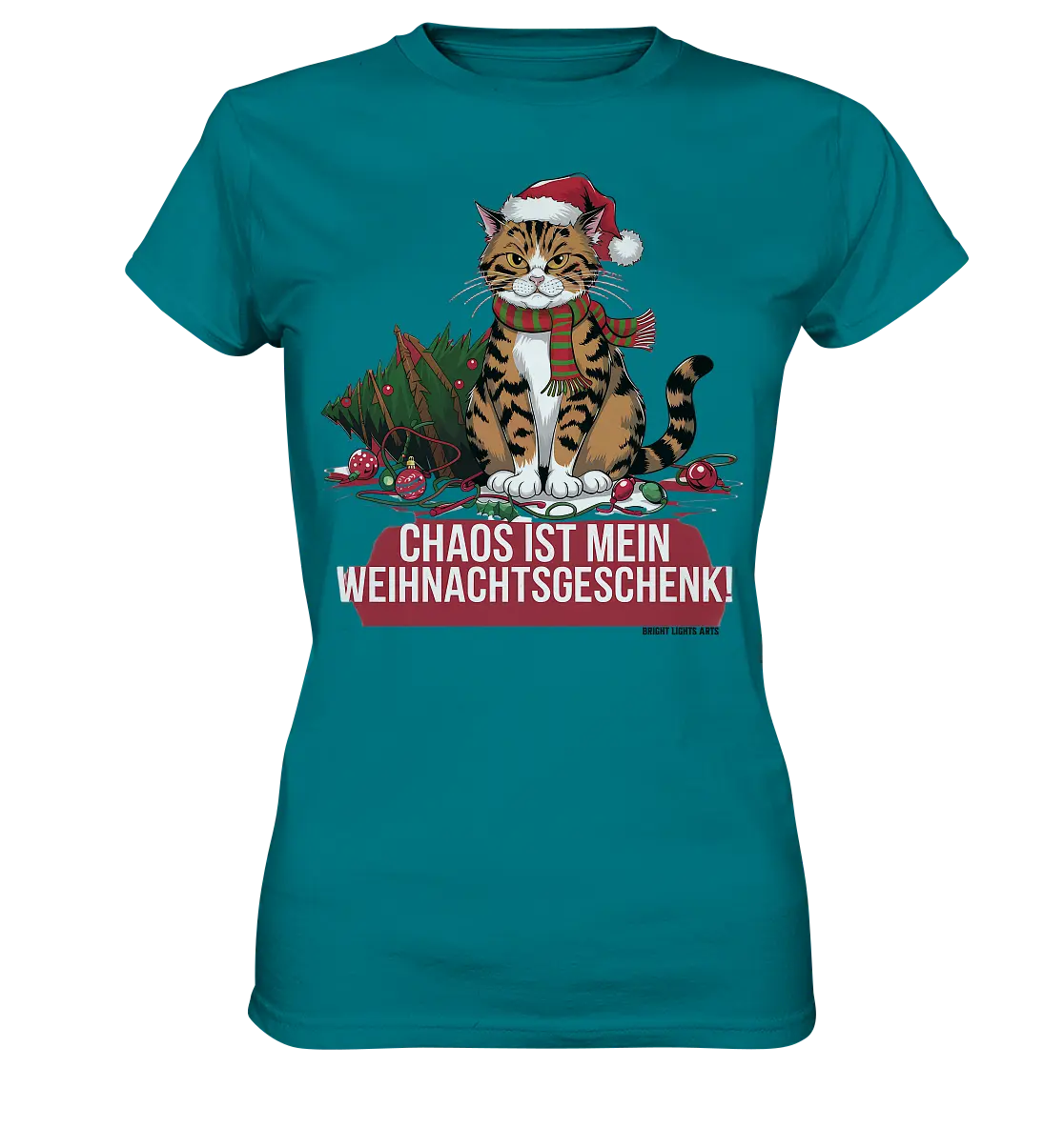 Chaos ist mein Weihnachtsgeschenk – Lustige Katzenillustration - Ladies Premium Shirt Bright Lights Arts