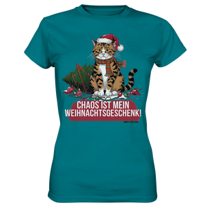 Chaos ist mein Weihnachtsgeschenk – Lustige Katzenillustration - Ladies Premium Shirt Bright Lights Arts