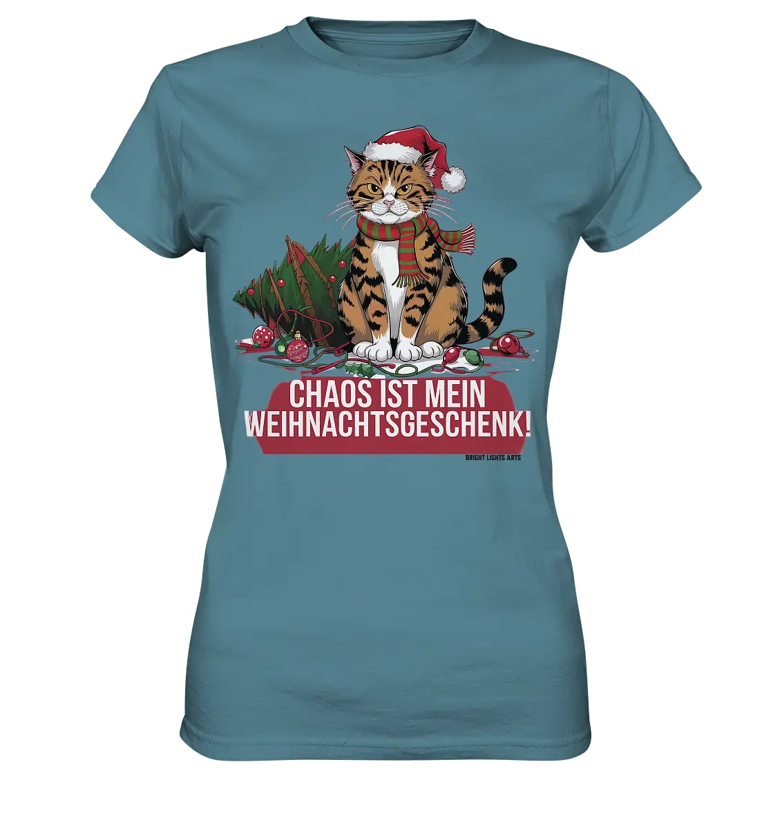 Chaos ist mein Weihnachtsgeschenk – Lustige Katzenillustration - Ladies Premium Shirt Bright Lights Arts