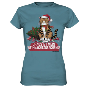 Chaos ist mein Weihnachtsgeschenk – Lustige Katzenillustration - Ladies Premium Shirt Bright Lights Arts