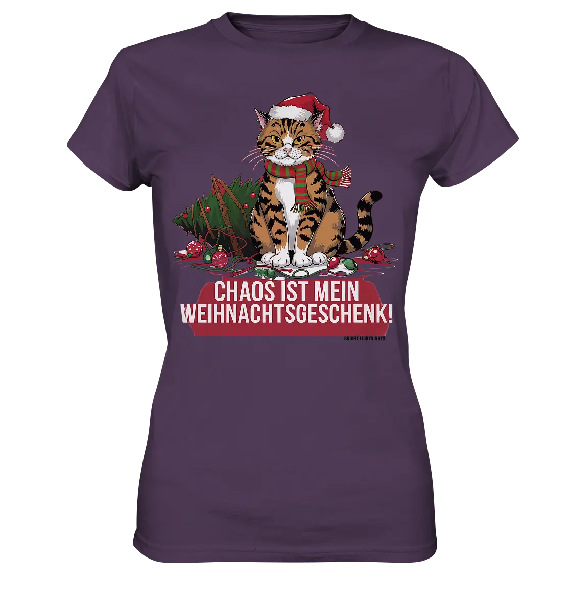 Chaos ist mein Weihnachtsgeschenk – Lustige Katzenillustration - Ladies Premium Shirt Bright Lights Arts