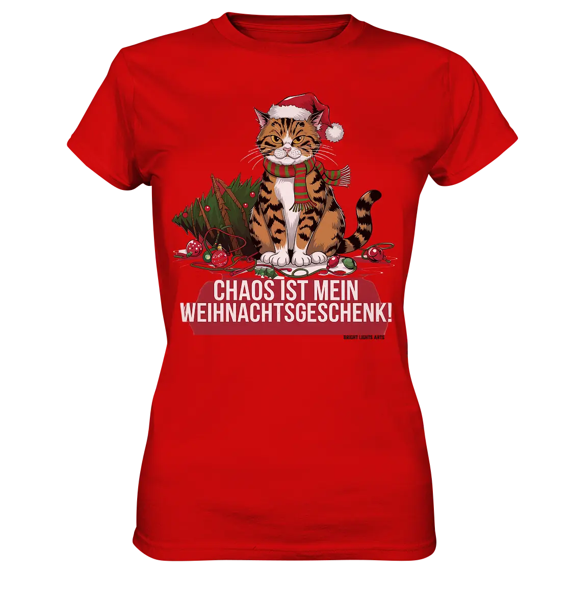 Chaos ist mein Weihnachtsgeschenk – Lustige Katzenillustration - Ladies Premium Shirt Bright Lights Arts
