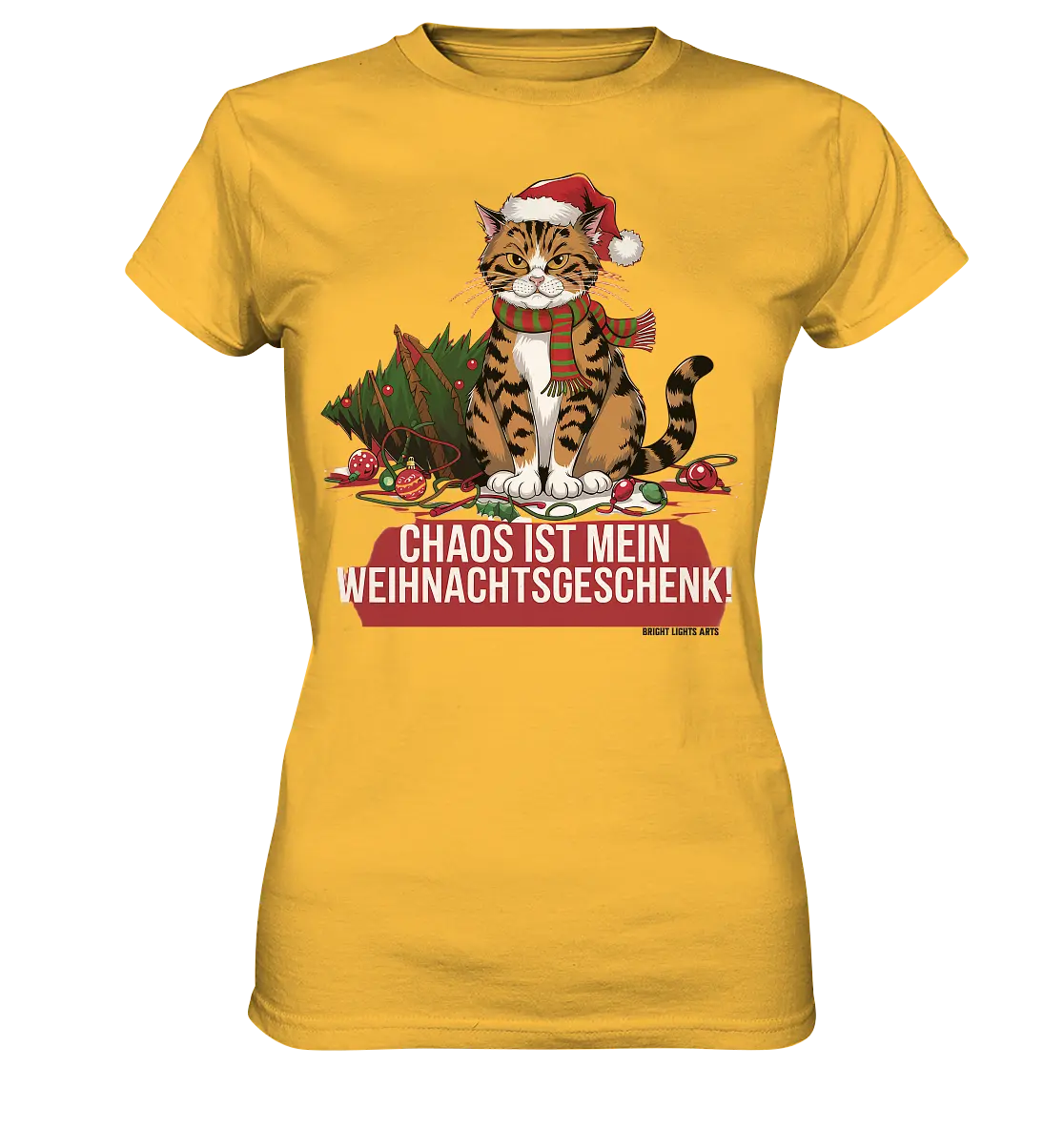 Chaos ist mein Weihnachtsgeschenk – Lustige Katzenillustration - Ladies Premium Shirt Bright Lights Arts