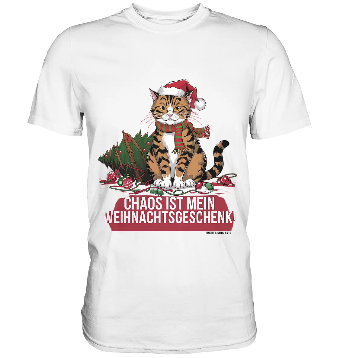 Chaos ist mein Weihnachtsgeschenk – Lustige Katzenillustration - Premium Shirt Bright Lights Arts