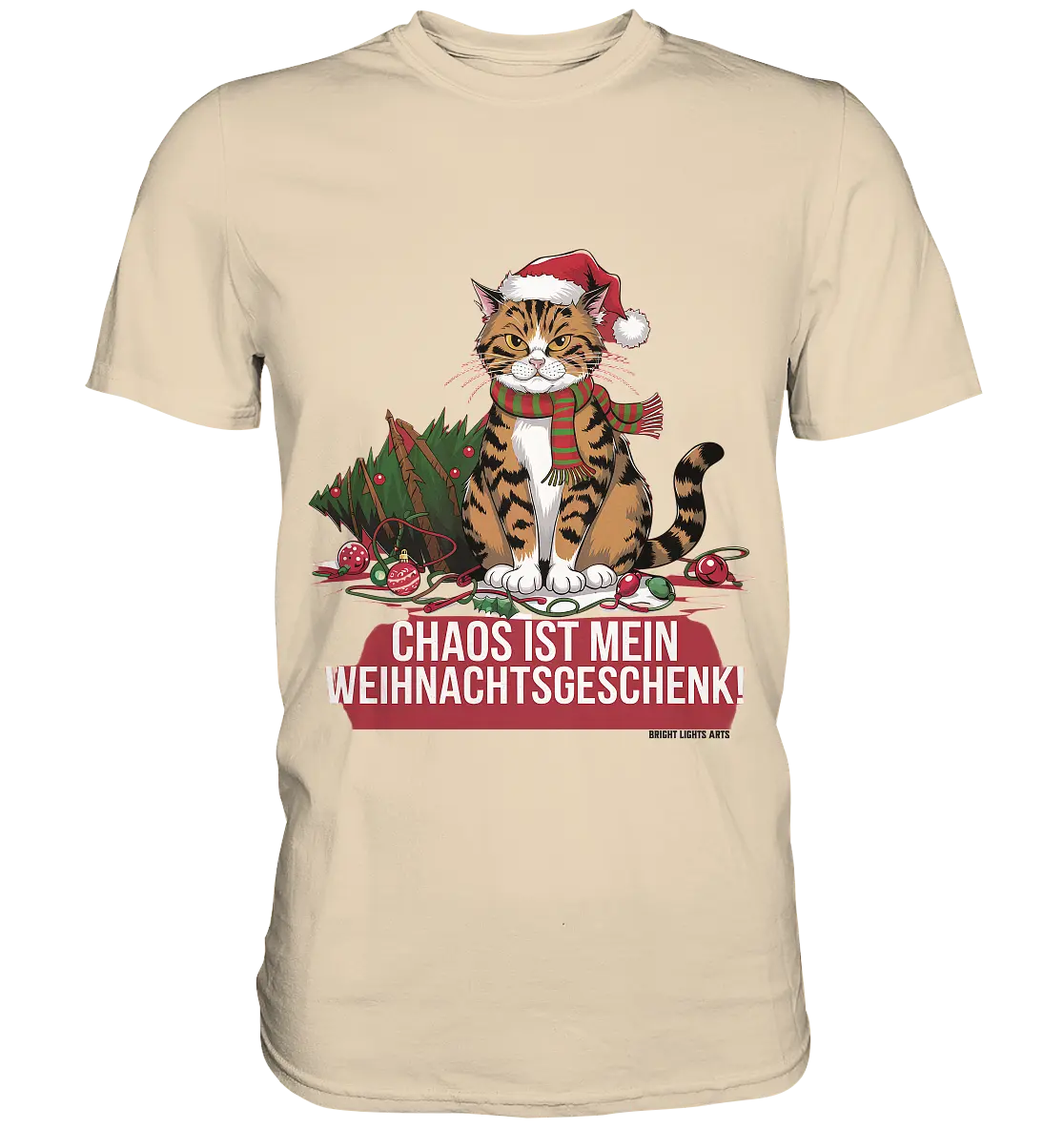 Chaos ist mein Weihnachtsgeschenk – Lustige Katzenillustration - Premium Shirt Bright Lights Arts