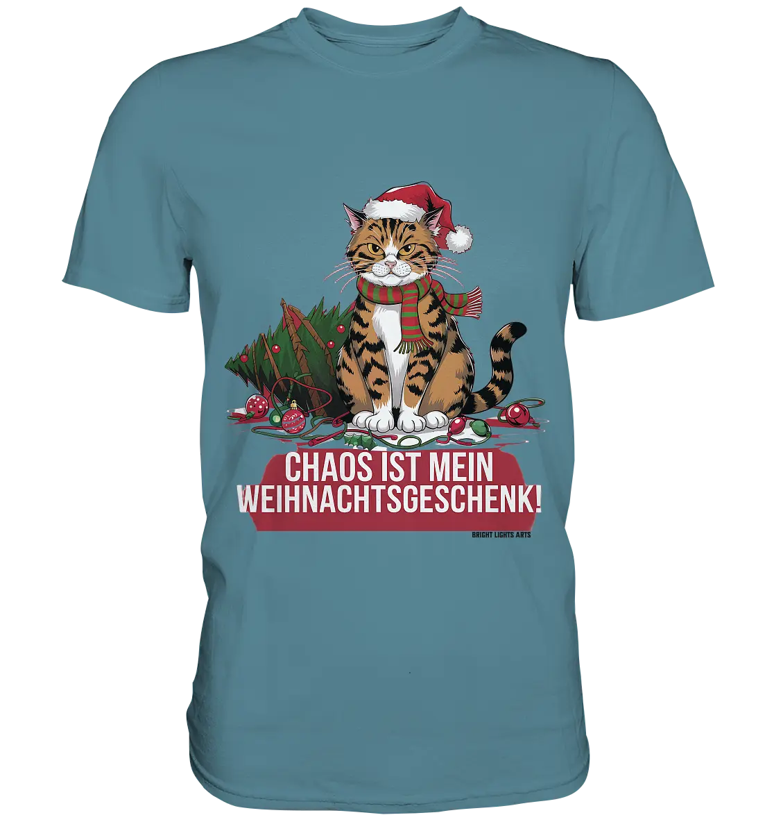 Chaos ist mein Weihnachtsgeschenk – Lustige Katzenillustration - Premium Shirt Bright Lights Arts