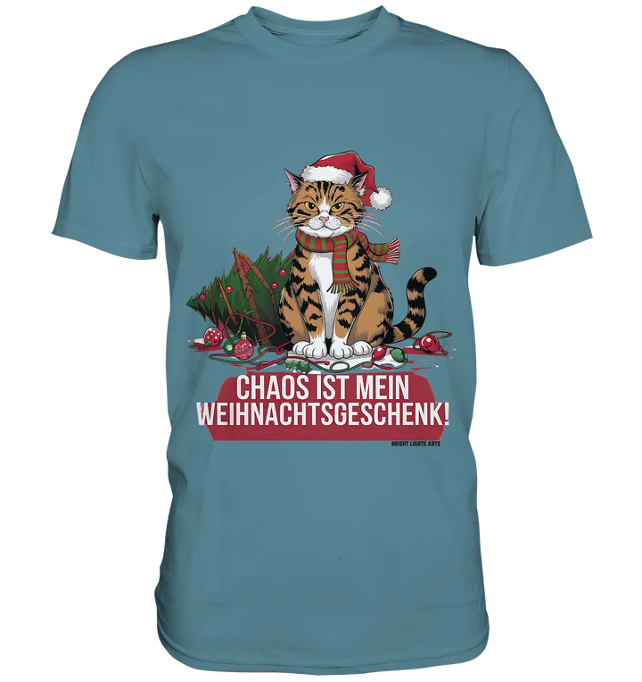Chaos ist mein Weihnachtsgeschenk – Lustige Katzenillustration - Premium Shirt Bright Lights Arts