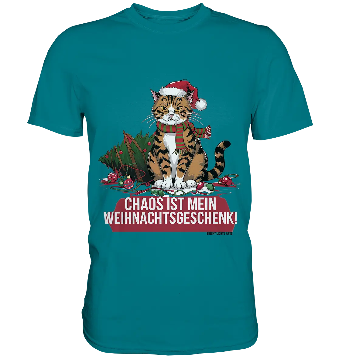 Chaos ist mein Weihnachtsgeschenk – Lustige Katzenillustration - Premium Shirt Bright Lights Arts