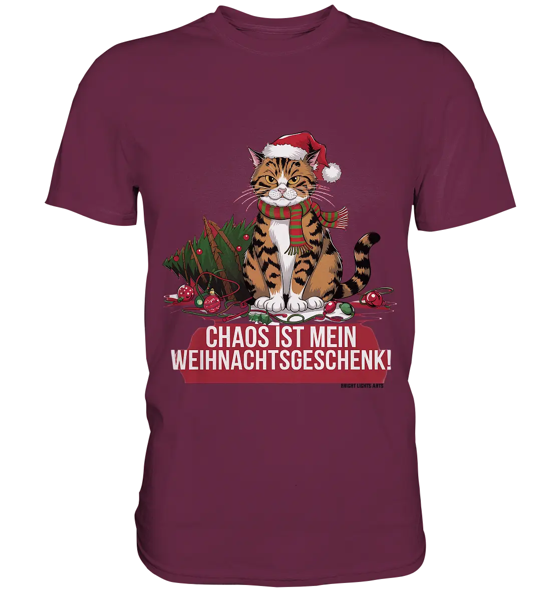 Chaos ist mein Weihnachtsgeschenk – Lustige Katzenillustration - Premium Shirt Bright Lights Arts