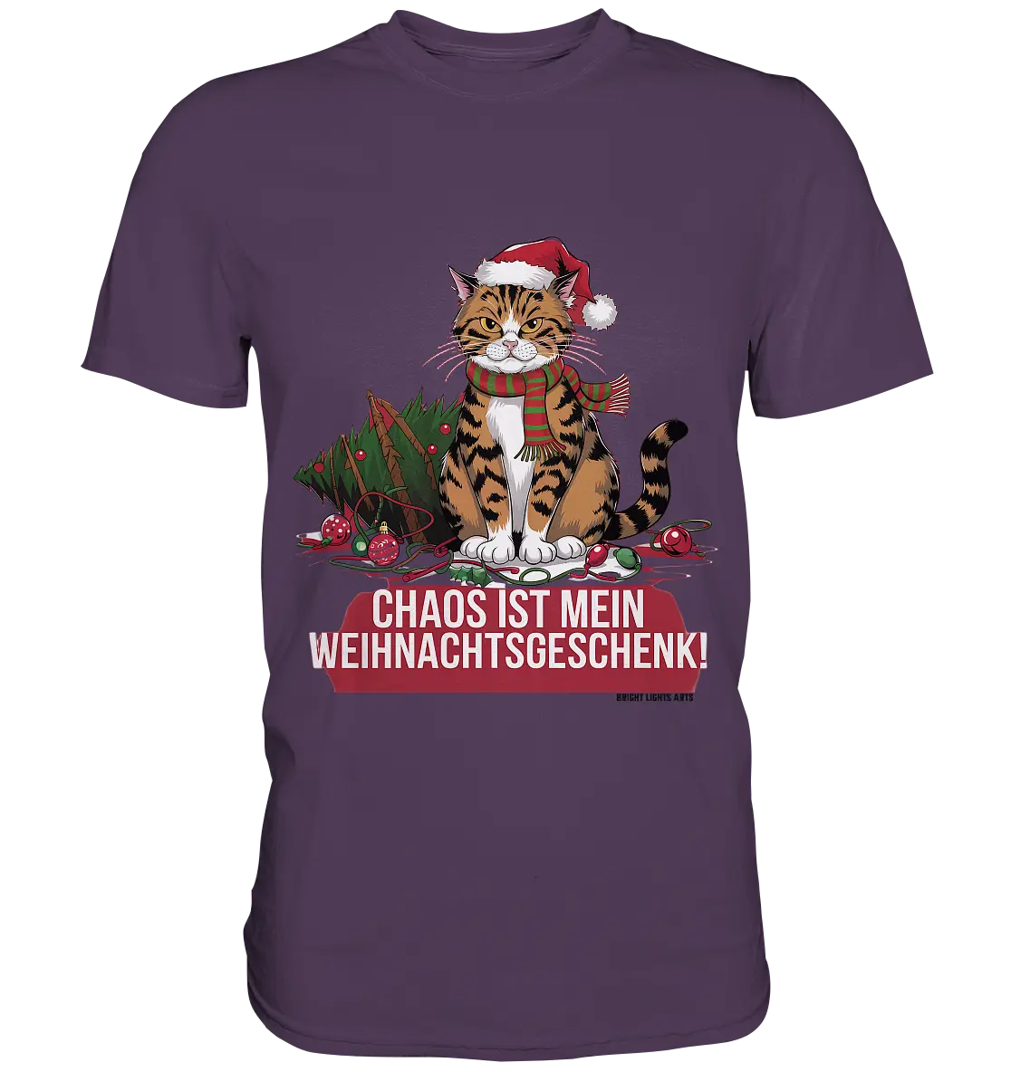 Chaos ist mein Weihnachtsgeschenk – Lustige Katzenillustration - Premium Shirt Bright Lights Arts