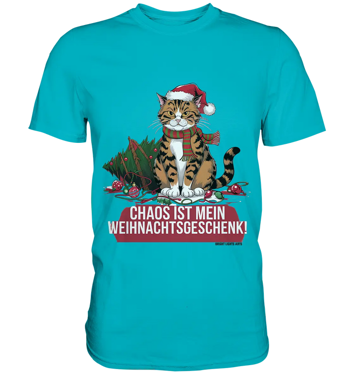 Chaos ist mein Weihnachtsgeschenk – Lustige Katzenillustration - Premium Shirt Bright Lights Arts
