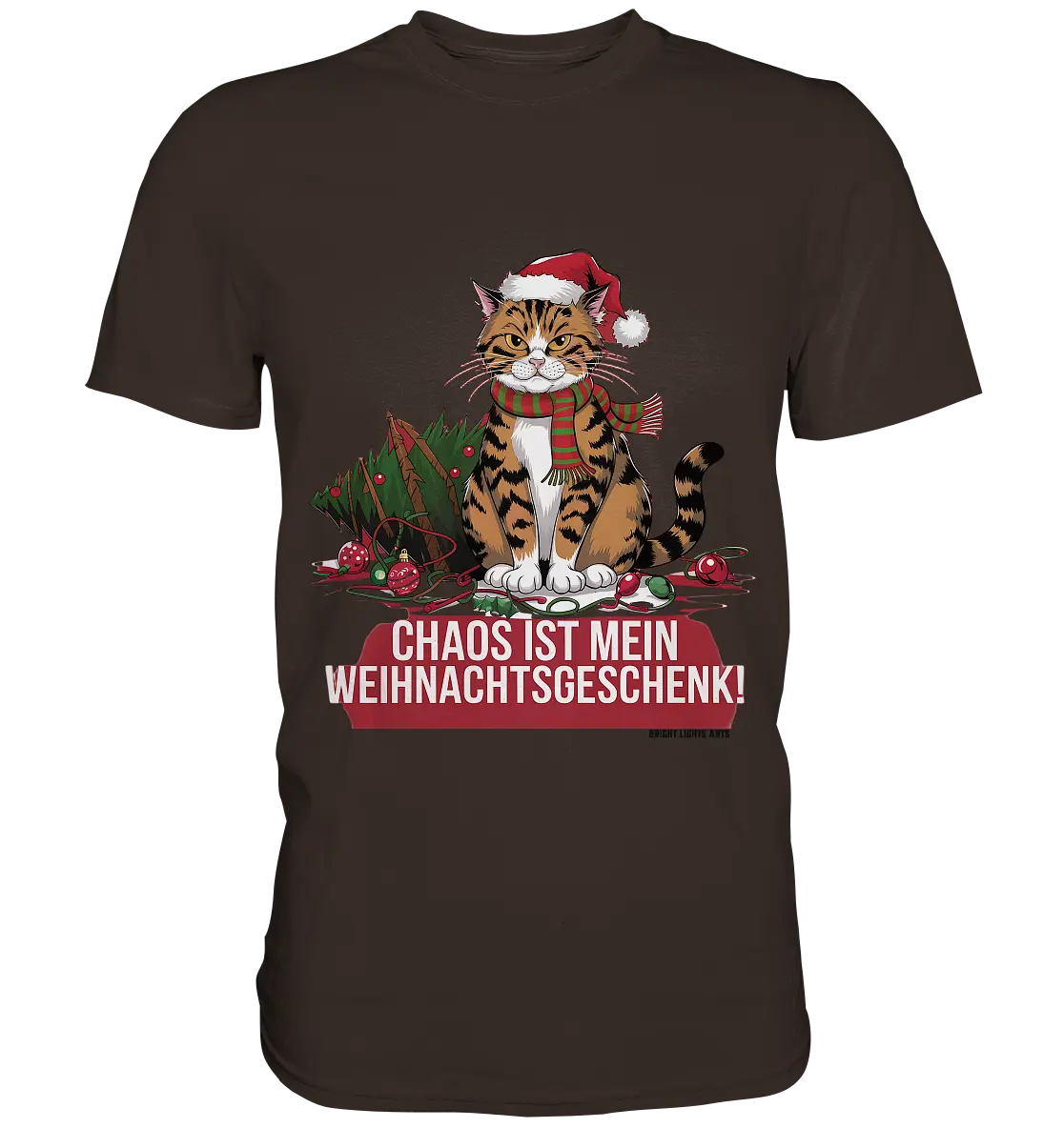 Chaos ist mein Weihnachtsgeschenk – Lustige Katzenillustration - Premium Shirt Bright Lights Arts