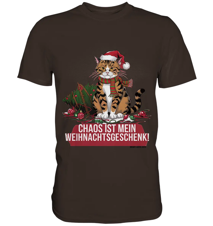 Chaos ist mein Weihnachtsgeschenk – Lustige Katzenillustration - Premium Shirt Bright Lights Arts