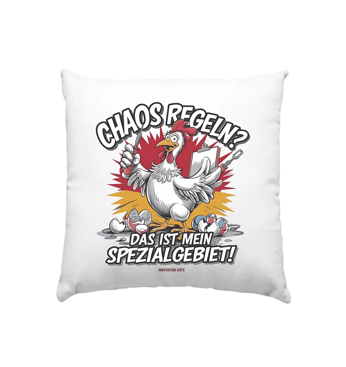 Chaos regeln? Das ist mein Spezialgebiet! – Humorvolles Huhn-Design - Kissen 40x40cm Bright Lights Arts