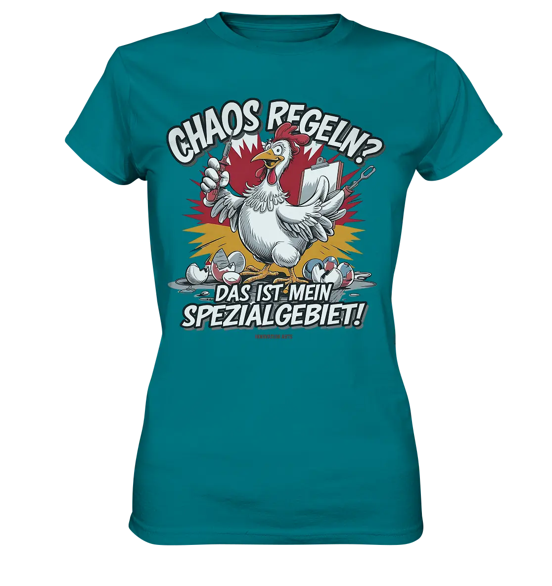 Chaos regeln? Das ist mein Spezialgebiet! – Humorvolles Huhn-Design - Ladies Premium Shirt Bright Lights Arts