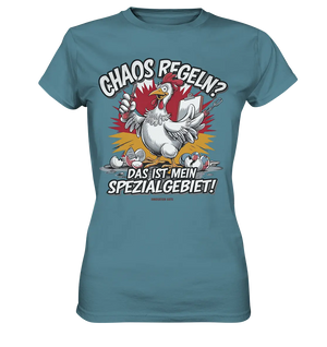 Chaos regeln? Das ist mein Spezialgebiet! – Humorvolles Huhn-Design - Ladies Premium Shirt Bright Lights Arts