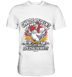 Chaos regeln? Das ist mein Spezialgebiet! – Humorvolles Huhn-Design - Premium Shirt Bright Lights Arts