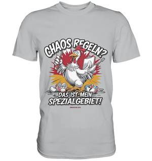 Chaos regeln? Das ist mein Spezialgebiet! – Humorvolles Huhn-Design - Premium Shirt Bright Lights Arts