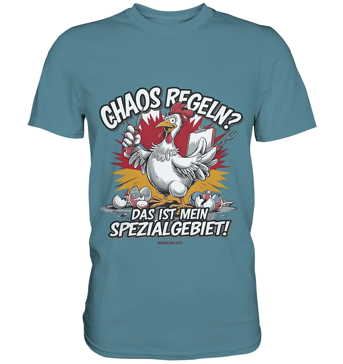 Chaos regeln? Das ist mein Spezialgebiet! – Humorvolles Huhn-Design - Premium Shirt Bright Lights Arts