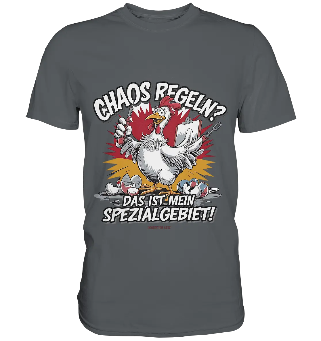 Chaos regeln? Das ist mein Spezialgebiet! – Humorvolles Huhn-Design - Premium Shirt Bright Lights Arts