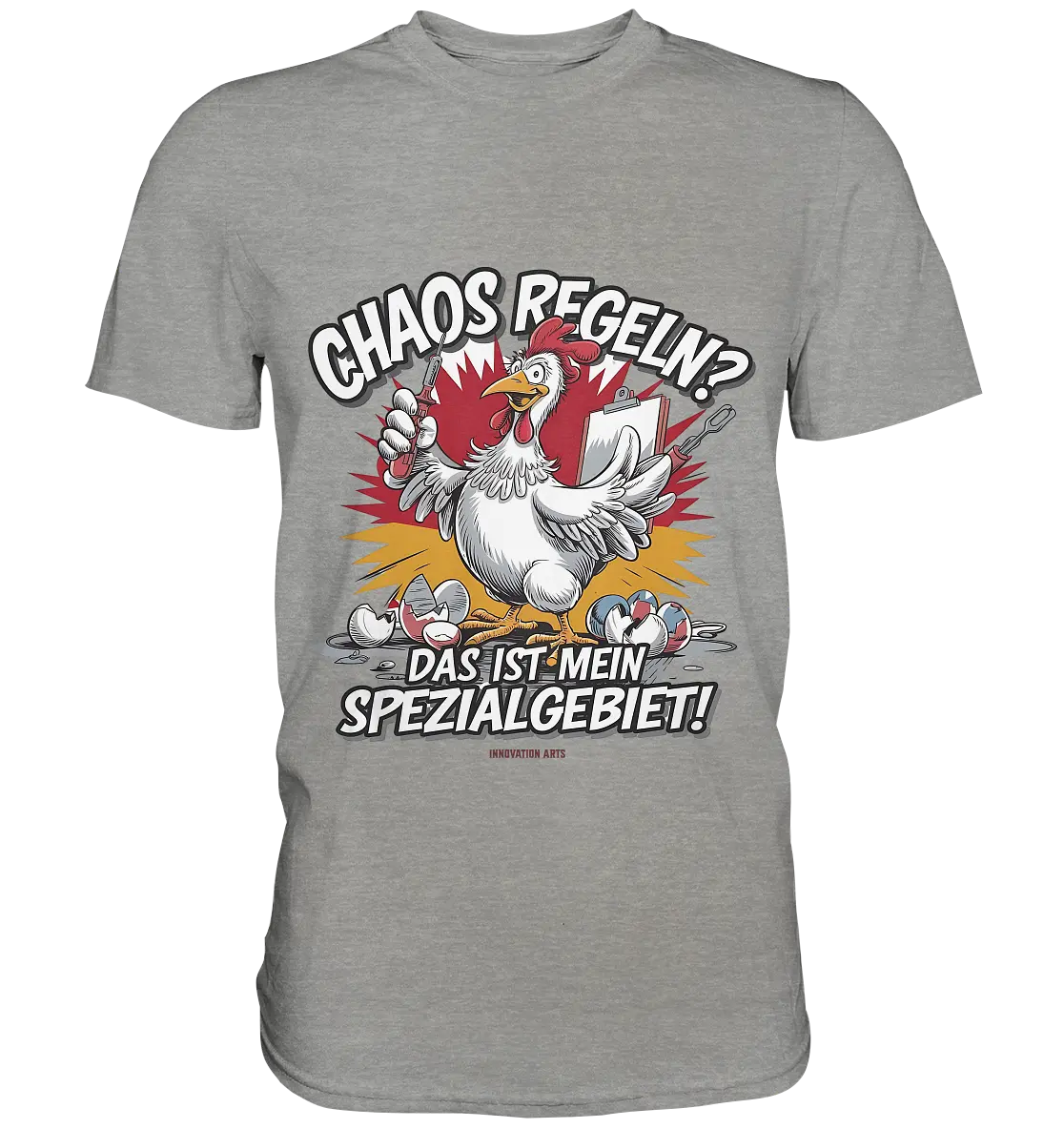 Chaos regeln? Das ist mein Spezialgebiet! – Humorvolles Huhn-Design - Premium Shirt Bright Lights Arts