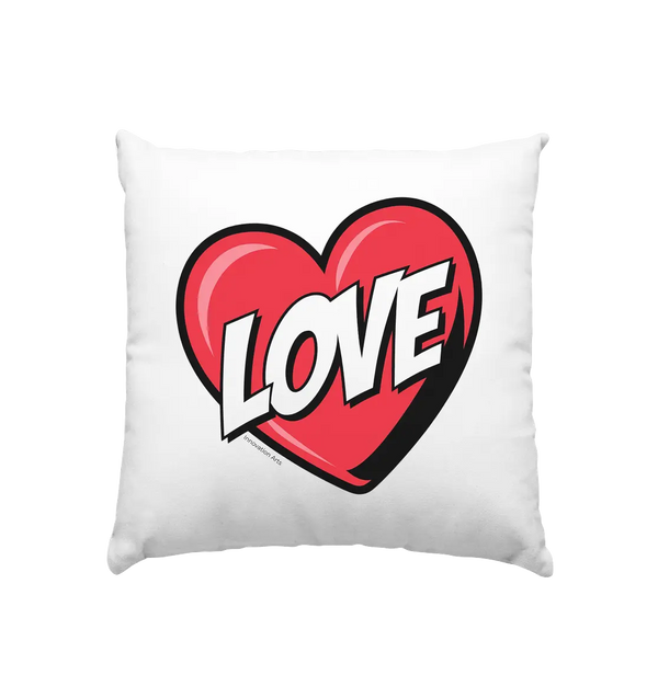 Comic-Herz mit LOVE-Schriftzug - Kissen 40x40cm Bright Lights Arts