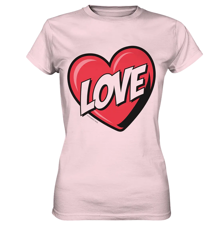 Comic-Herz mit LOVE-Schriftzug - Ladies Premium Shirt Bright Lights Arts