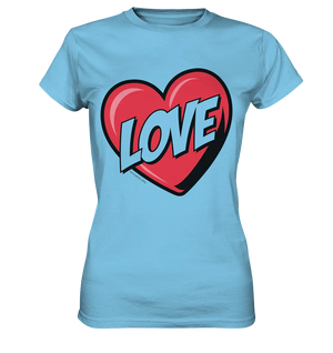 Comic-Herz mit LOVE-Schriftzug - Ladies Premium Shirt Bright Lights Arts