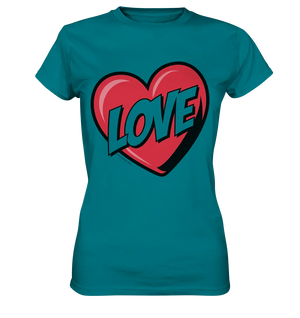 Comic-Herz mit LOVE-Schriftzug - Ladies Premium Shirt Bright Lights Arts