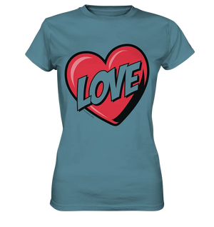 Comic-Herz mit LOVE-Schriftzug - Ladies Premium Shirt Bright Lights Arts