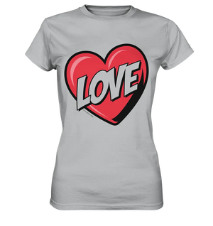 Comic-Herz mit LOVE-Schriftzug - Ladies Premium Shirt Bright Lights Arts