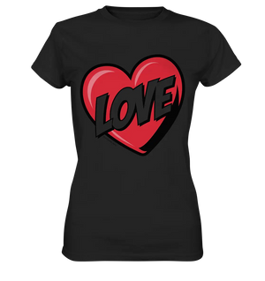 Comic-Herz mit LOVE-Schriftzug - Ladies Premium Shirt Bright Lights Arts