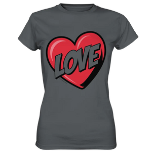 Comic-Herz mit LOVE-Schriftzug - Ladies Premium Shirt Bright Lights Arts