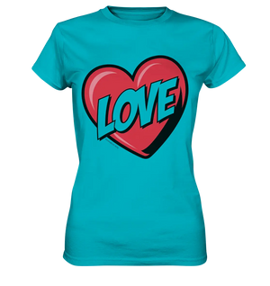 Comic-Herz mit LOVE-Schriftzug - Ladies Premium Shirt Bright Lights Arts