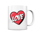Comic-Herz mit LOVE-Schriftzug - Tasse glossy Bright Lights Arts