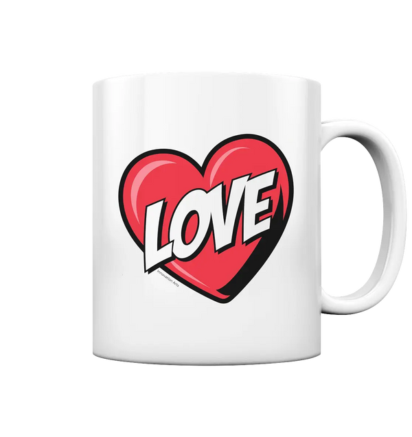 Comic-Herz mit LOVE-Schriftzug - Tasse glossy Bright Lights Arts